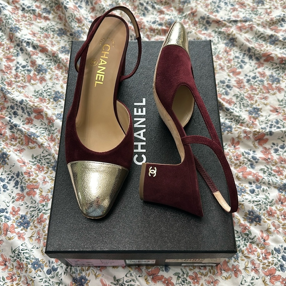 100% Authentic Chanel G31318 Sling backs heels classic style - Picture 1 of 5